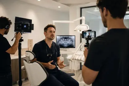 Tournage d'une vidéo d'équipe dans un cabinet